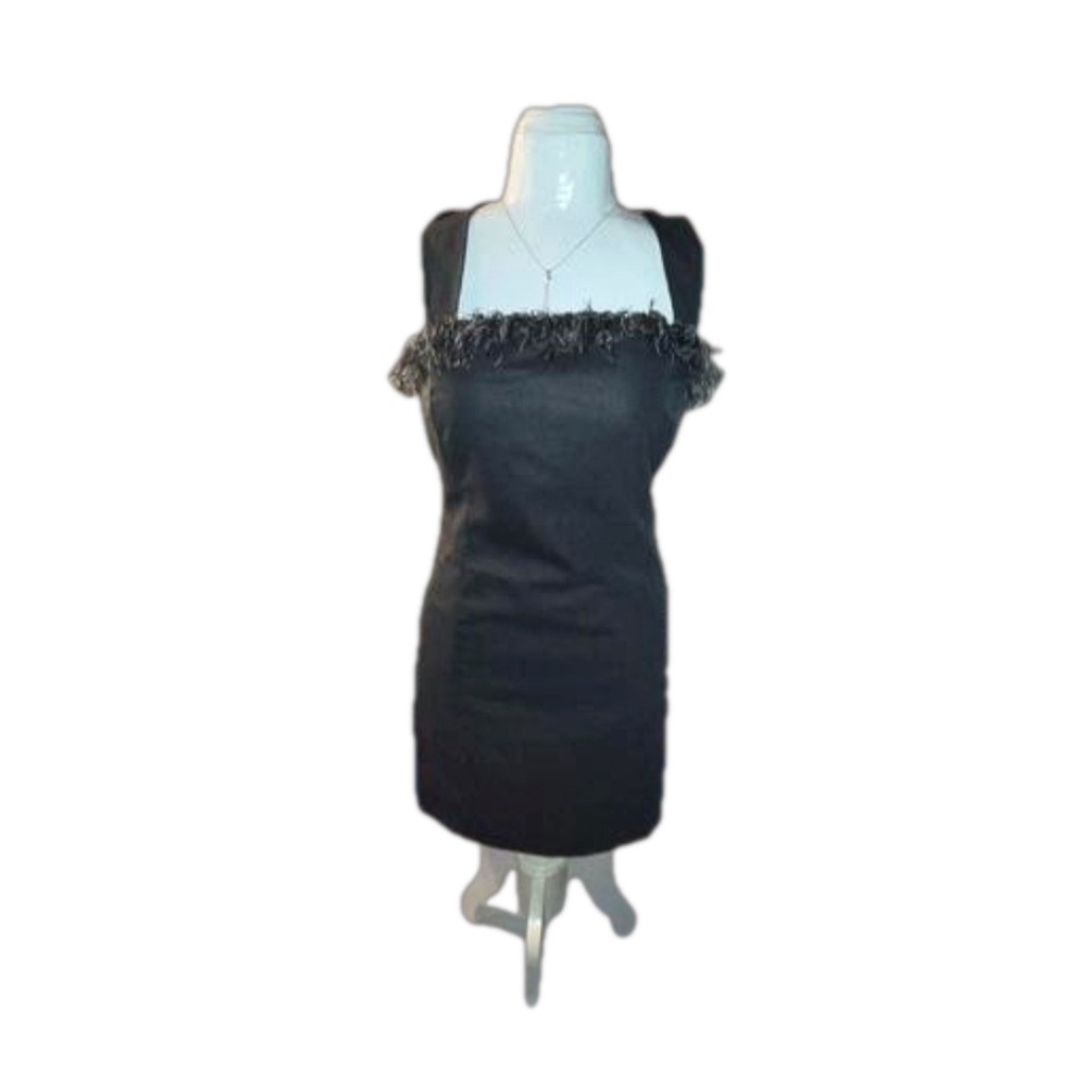 VINTAGE ARMANI EXCHANGE WOOL DETAILED FEATHER FEATURE COCKTAIL DRESS SIZE 10